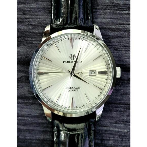 New Vintage Pablo Raez 40mm Mens Slv Wht Blk Presage Watch